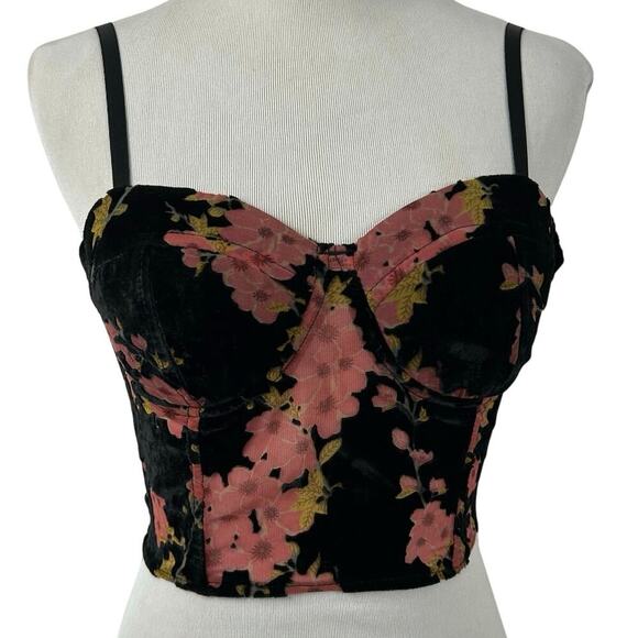 Fashion Nova Women Sleeveless Velvet Bustier Top Black Grunge Whimsigoth Small - Picture 1 of 8